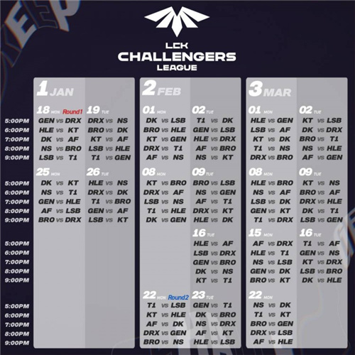 2021LCK次级联赛赛程 s11春季赛次级联赛赛程